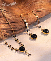 Wrangler Demeter’s Heart Necklace and Earrings Set Black